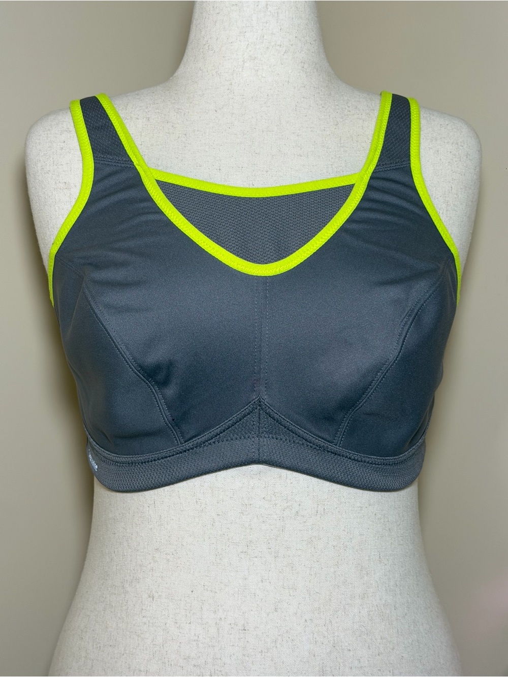 Glamorise No Bounce Cami Sports Bra 40D Gray Lime Wireless High Impact 1066